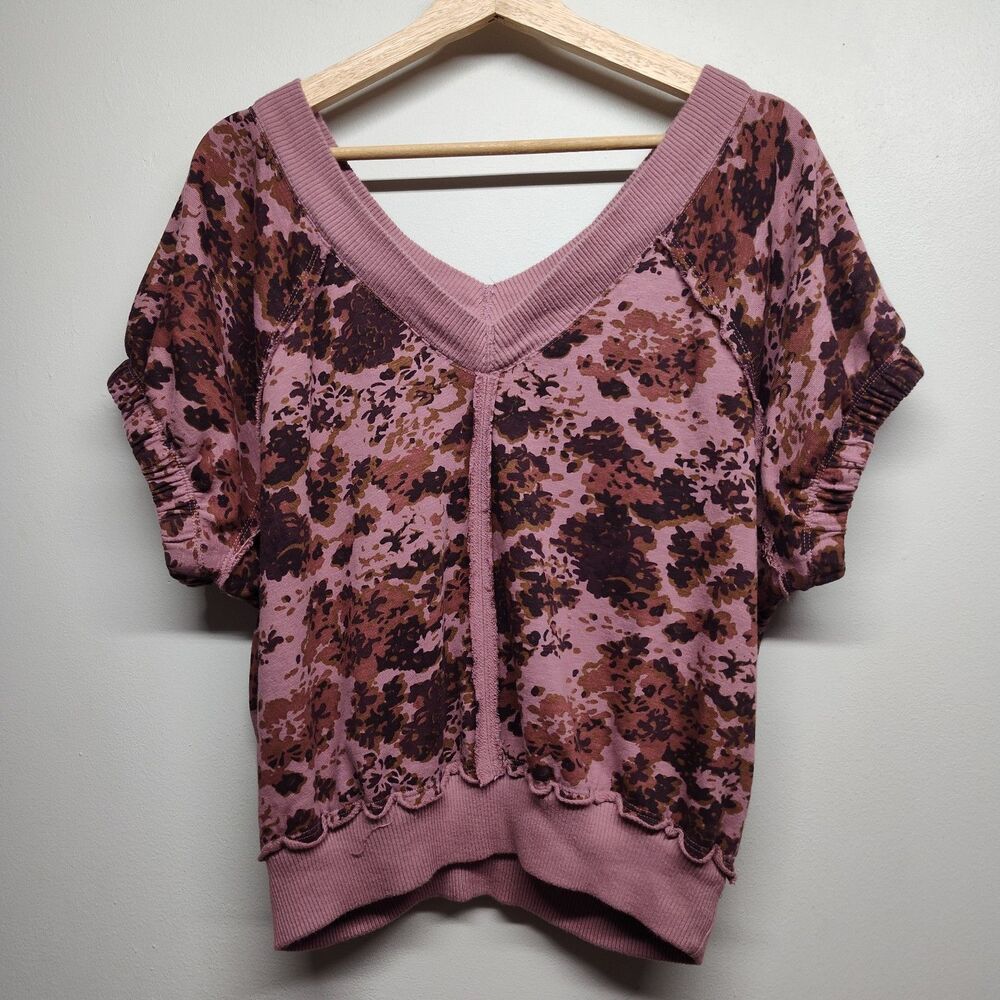 Pilcro Anthropologie Blouse Top Women M Pink Short Sleeve Earthy Granola Casual